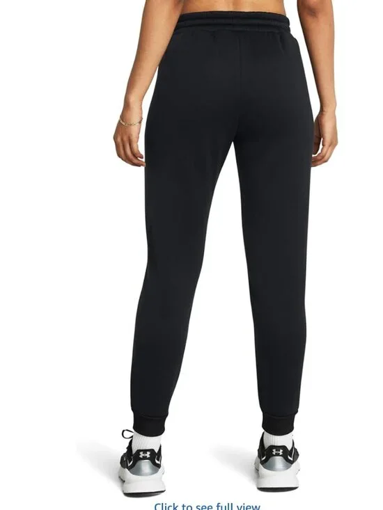 Under Armour Women's Armour Fleece Joggers, (001) Black / / White - Picture 3 of 3